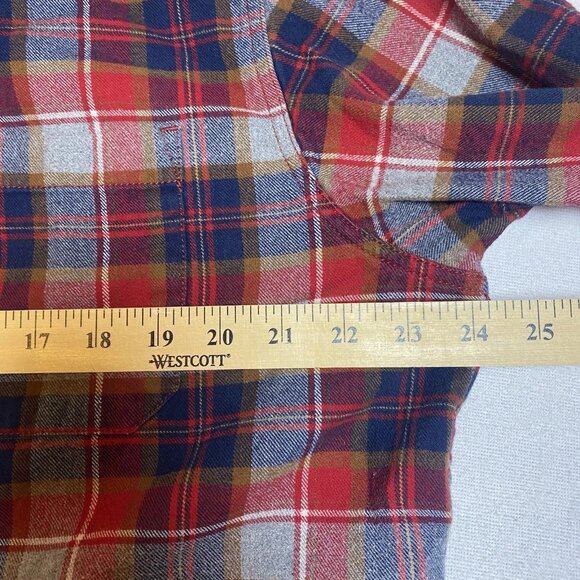 Eddie Bauer Mens TXL tall XL Red Plaid Long Sleeve Button Up FLANNEL Shirt - Picture 5 of 6